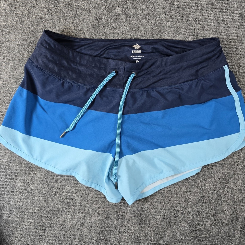 Rabbit Running Women's Shorts Large Blue Lined Lightweight 3" Inseam Gym Run EUC